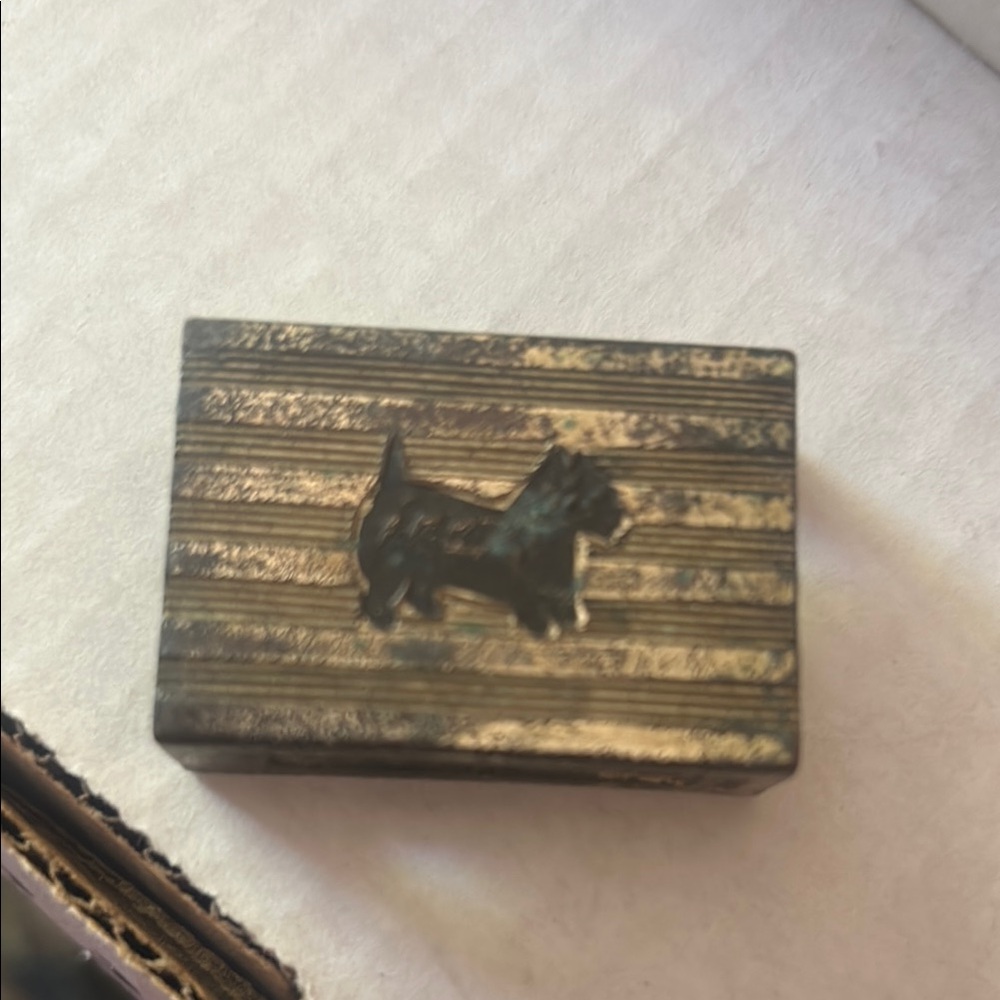 Vintage Dog Motif Metal Box